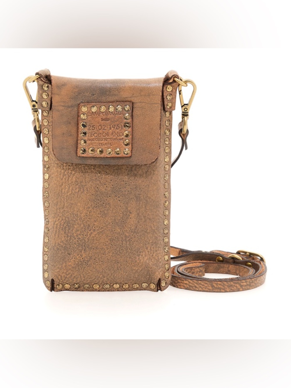 Campomaggi EMATITE
Mobile phone case in beige leather with rivets